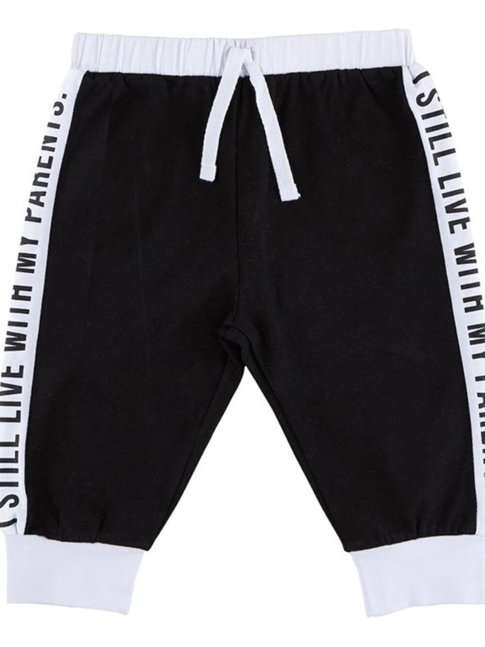 Stephan Baby: Baby Boy Black pull on pants "I Still Live With My Parents" NEW